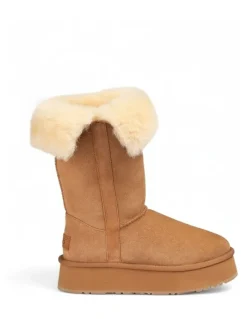 Ozwear Ugg Classic Platform Buckle Long Boots (4.5cm) (Water Resistant) in Chestnut