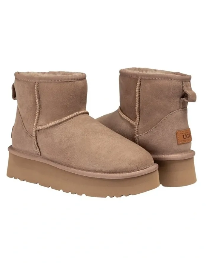 Ozwear Ugg Classic Platform Mini Boots in Brown