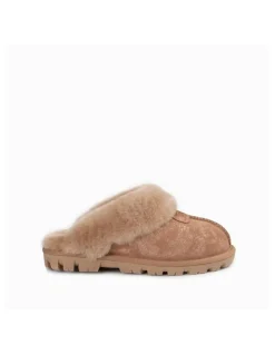 Ozwear Ugg Coquette Foil Print Slipper in Chestnut