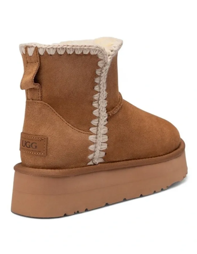 Ozwear Ugg Eskimo Platform Short Boots in Chestnut