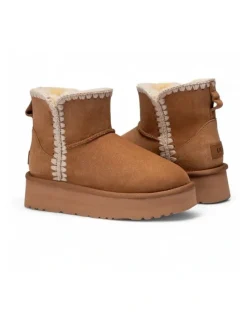 Ozwear Ugg Eskimo Platform Short Boots in Chestnut