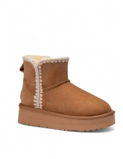 Ozwear Ugg Eskimo Platform Short Boots in Chestnut