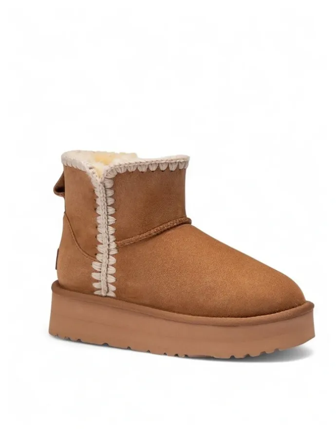 Ozwear Ugg Eskimo Platform Short Boots in Chestnut