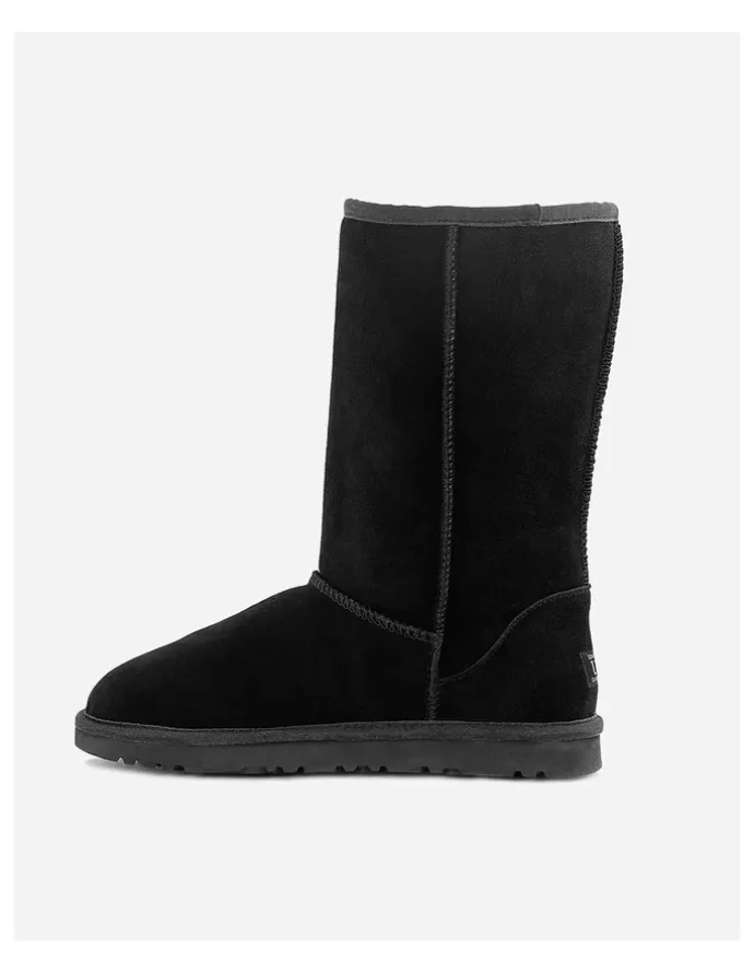 Ozwear Ugg Genuine Australian Sheepskin Long Classic Suede Boots in Black