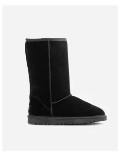 Ozwear Ugg Genuine Australian Sheepskin Long Classic Suede Boots in Black
