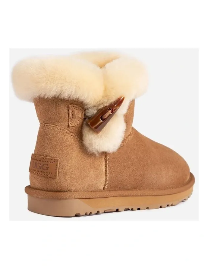 Ozwear Ugg Horns Button Mini Boots in Chestnut
