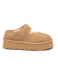 Ozwear Ugg Mary Jane Emb Logo Platform Shoes in Sand