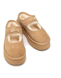 Ozwear Ugg Mary Jane Emb Logo Platform Shoes in Sand