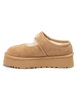 Ozwear Ugg Mary Jane Emb Logo Platform Shoes in Sand
