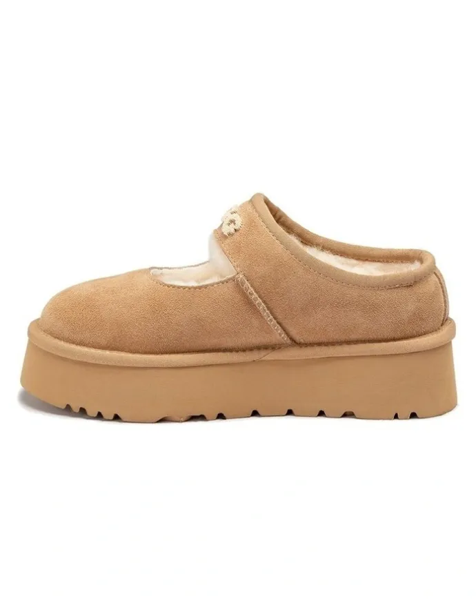 Ozwear Ugg Mary Jane Emb Logo Platform Shoes in Sand