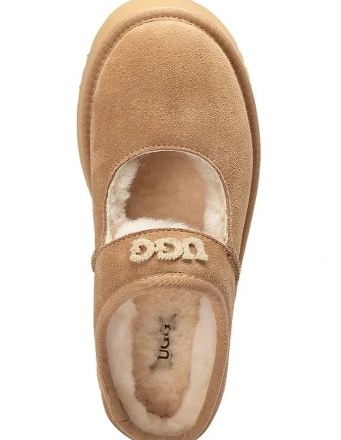 Ozwear Ugg Mary Jane Emb Logo Platform Shoes in Sand