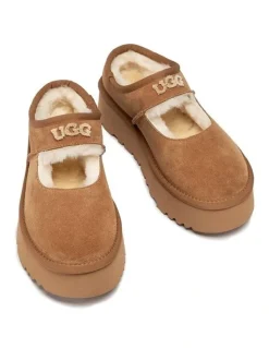 Ozwear Ugg Mary Jane Emb Logo Platform in Chestnut