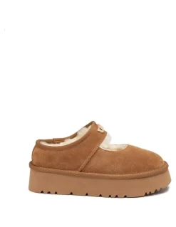 Ozwear Ugg Mary Jane Emb Logo Platform in Chestnut