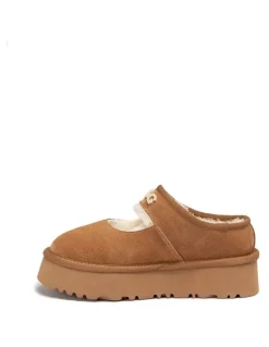Ozwear Ugg Mary Jane Emb Logo Platform in Chestnut