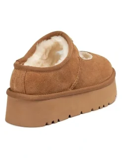 Ozwear Ugg Mary Jane Emb Logo Platform in Chestnut