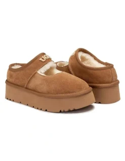 Ozwear Ugg Mary Jane Emb Logo Platform in Chestnut