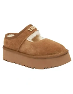 Ozwear Ugg Mary Jane Emb Logo Platform in Chestnut