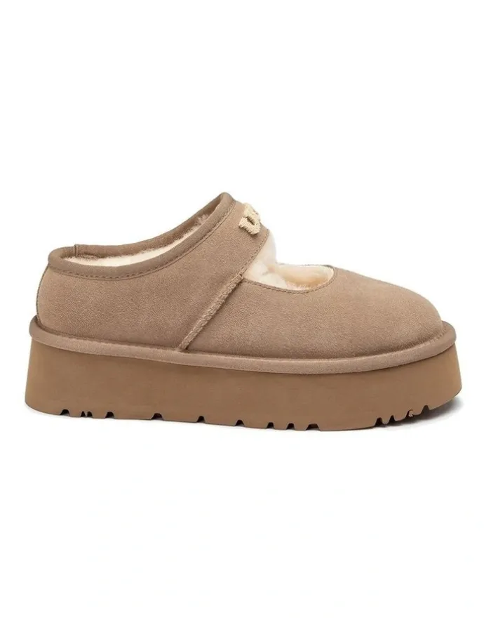 Ozwear Ugg Mary Jane Emb Logo Platform in Brown