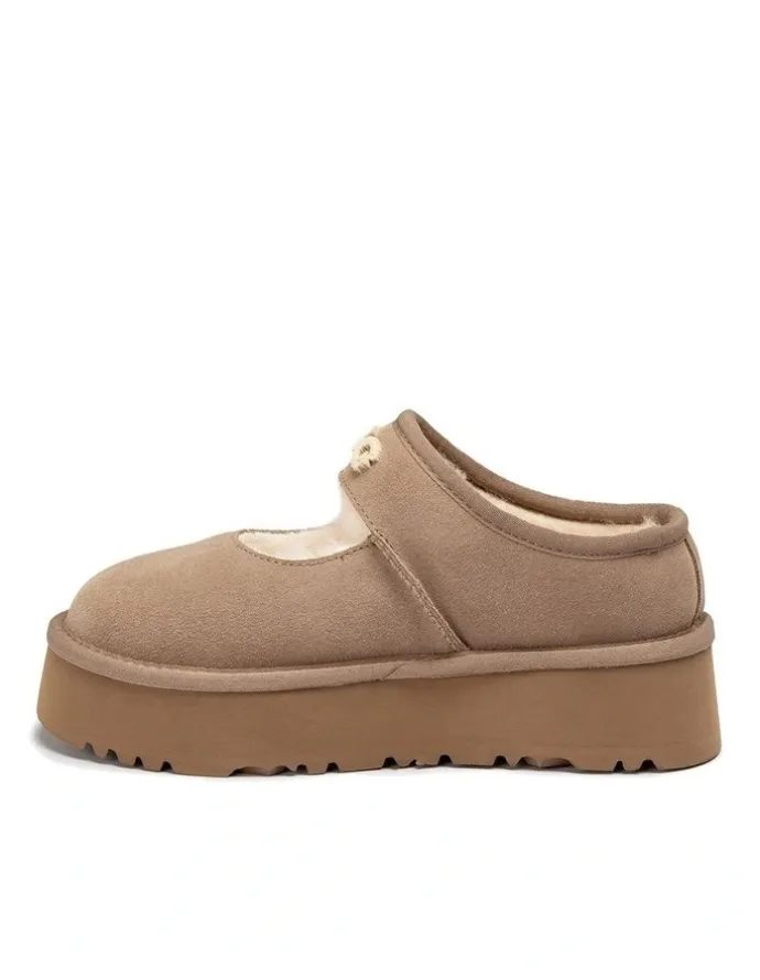 Ozwear Ugg Mary Jane Emb Logo Platform in Brown