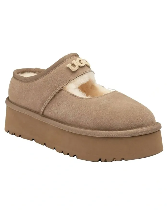 Ozwear Ugg Mary Jane Emb Logo Platform in Brown