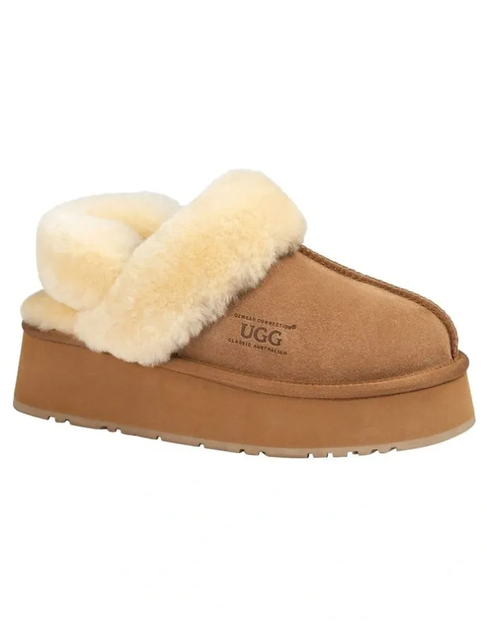 Ozwear Ugg Platform Slipper 4.5cm in Chestnut