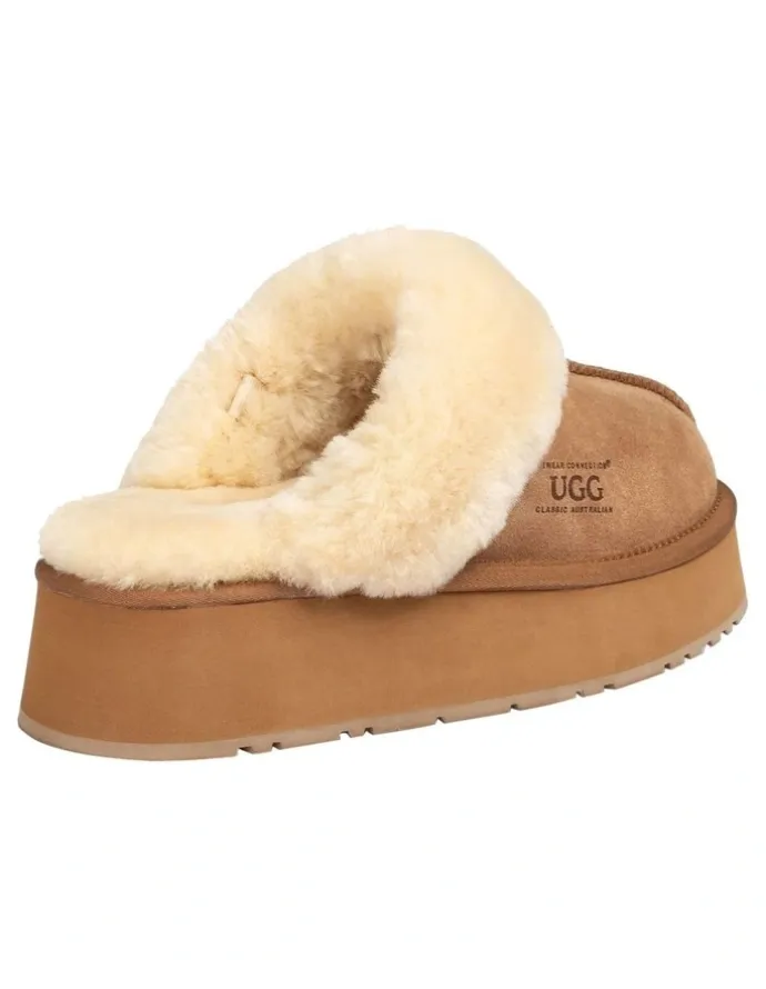 Ozwear Ugg Platform Slipper 4.5cm in Chestnut