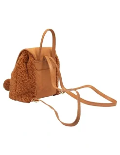 Ozwear Ugg Pompom Fluffy Backpack in Caramel
