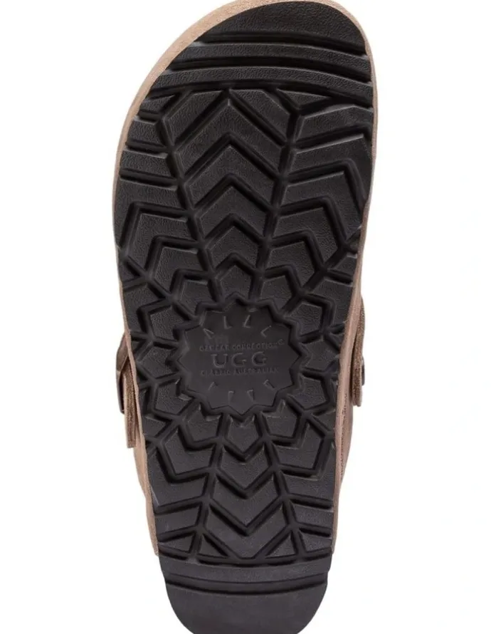 Ozwear Ugg Ugg Aussie Shearling Soft Footbed Sandals in Taupe