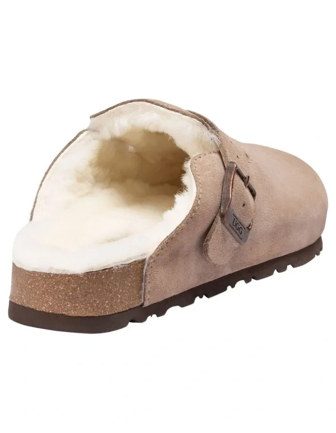 Ozwear Ugg Ugg Aussie Shearling Soft Footbed Sandals in Taupe