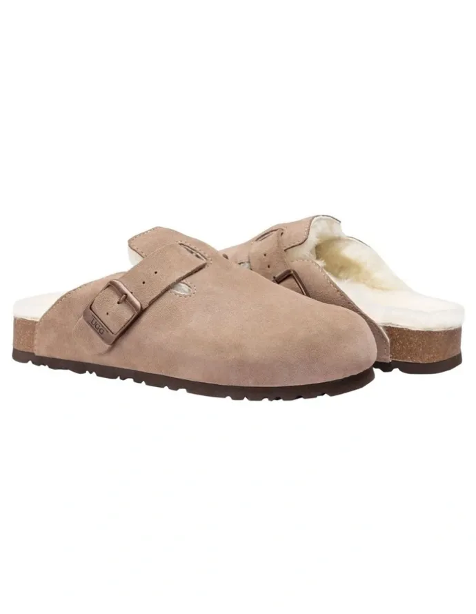 Ozwear Ugg Ugg Aussie Shearling Soft Footbed Sandals in Taupe