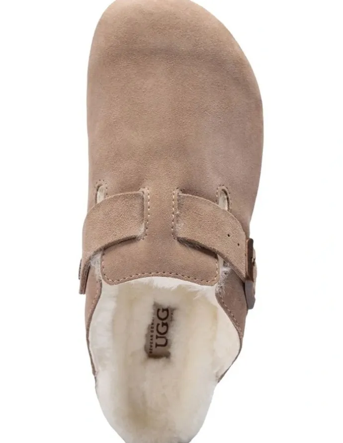 Ozwear Ugg Ugg Aussie Shearling Soft Footbed Sandals in Taupe