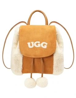Ozwear Ugg Ugg Pompom Fluffy Backpack in Chestnut
