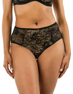 Parfait Luxlacy Smoothing High-Waist Lace Brief in Black
