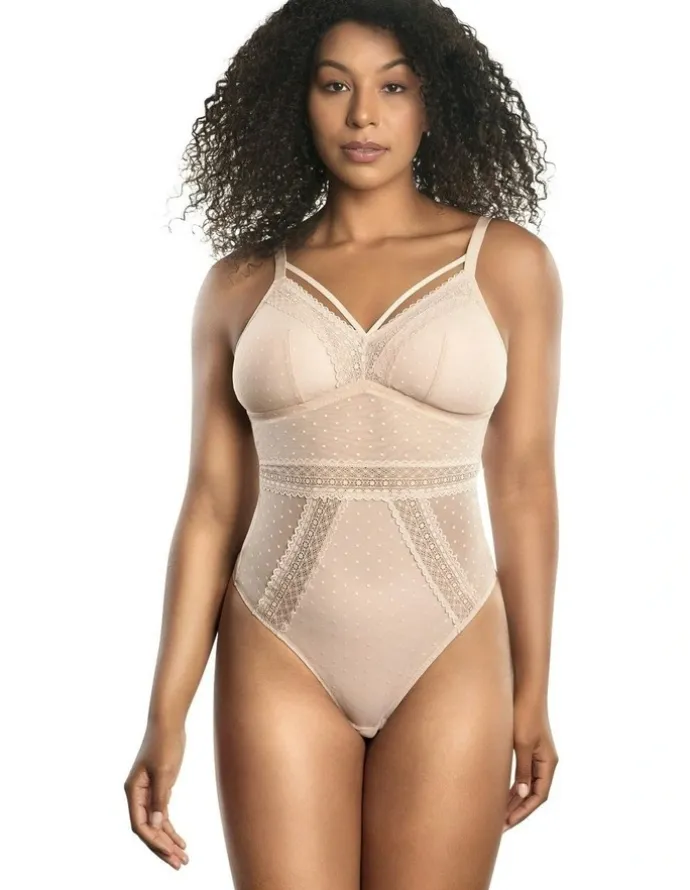 Parfait Mia Dot Wireless Thong Bodysuit in Cameo Rose