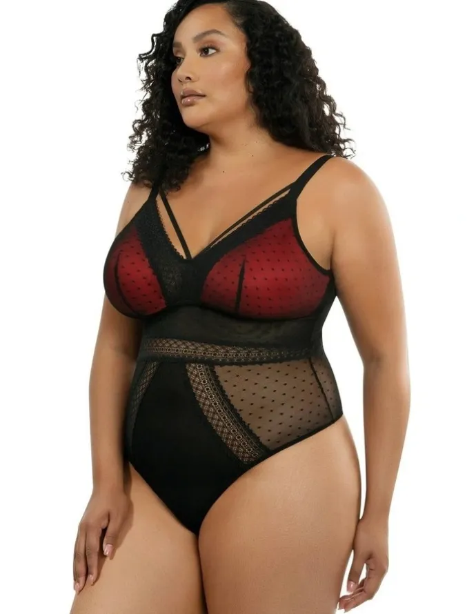 Parfait Mia Dot Wireless Thong Bodysuit in Black