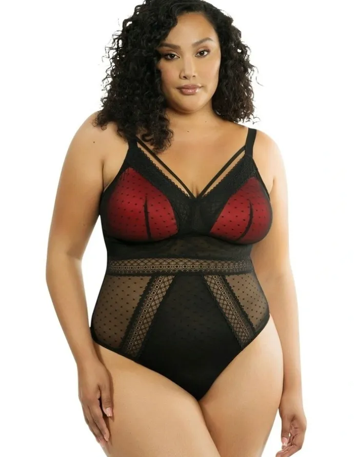 Parfait Mia Dot Wireless Thong Bodysuit in Black