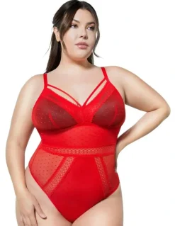 Parfait Mia Dot Wireless Thong Bodysuit in Racing Red