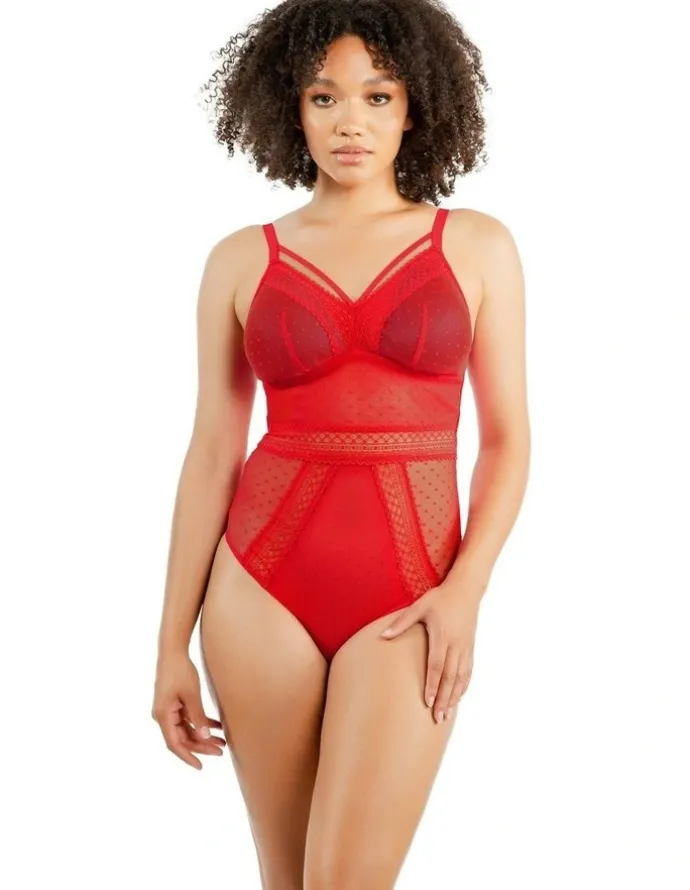Parfait Mia Dot Wireless Thong Bodysuit in Racing Red