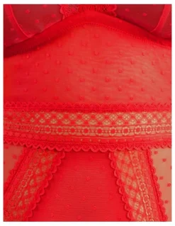 Parfait Mia Dot Wireless Thong Bodysuit in Racing Red