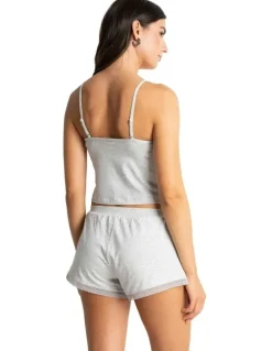 Passionata Charlotte Cotton & Modal Cropped Cami Top in Heather Gray
