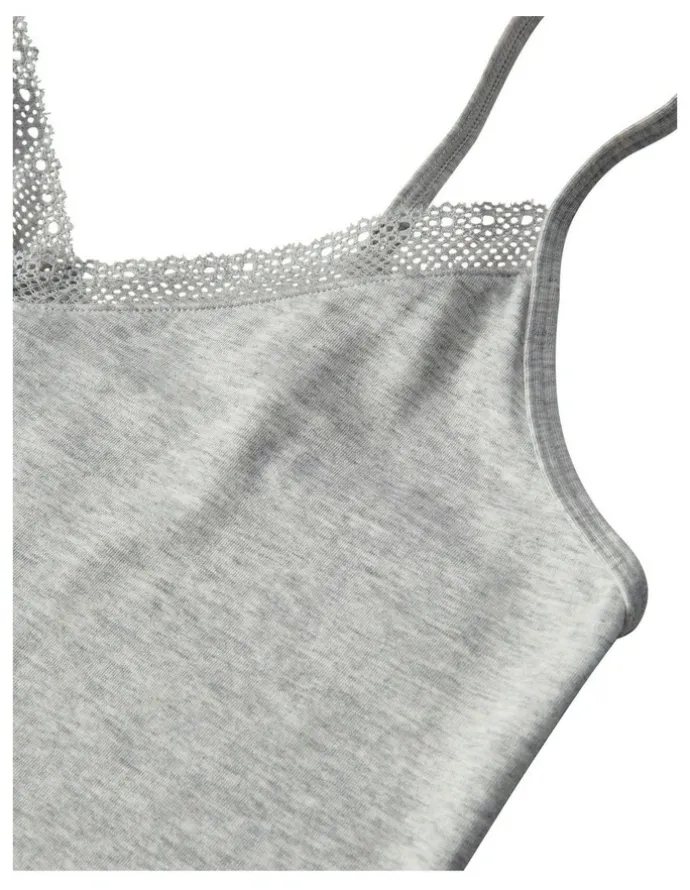 Passionata Charlotte Cotton & Modal Cropped Cami Top in Heather Gray