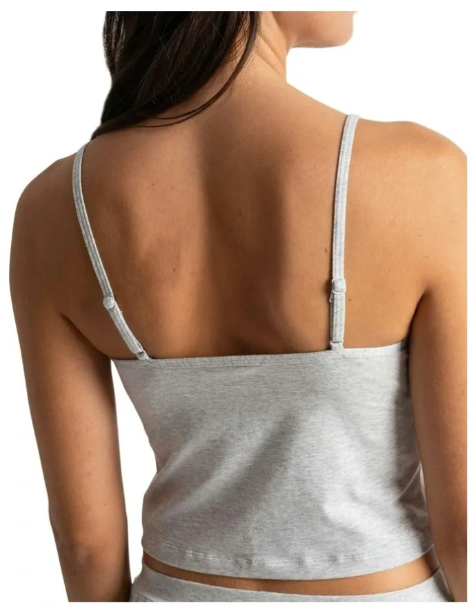 Passionata Charlotte Cotton & Modal Cropped Cami Top in Heather Gray