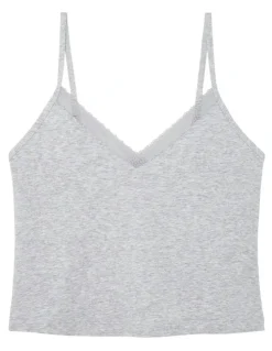Passionata Charlotte Cotton & Modal Cropped Cami Top in Heather Gray