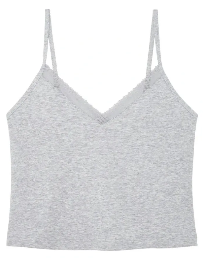 Passionata Charlotte Cotton & Modal Cropped Cami Top in Heather Gray