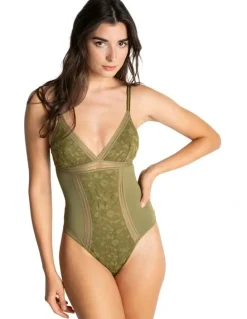 Passionata Gardenia Wirefree Lingerie Bodysuit With Lace in Olive