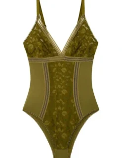 Passionata Gardenia Wirefree Lingerie Bodysuit With Lace in Olive