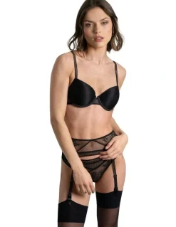 Passionata Maddie Sheer Lace Suspender Belt in Black