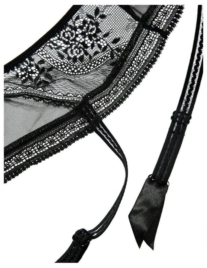 Passionata Maddie Sheer Lace Suspender Belt in Black