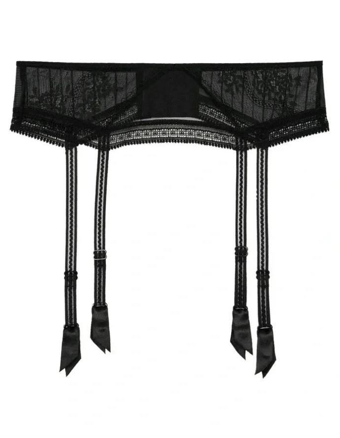 Passionata Maddie Sheer Lace Suspender Belt in Black