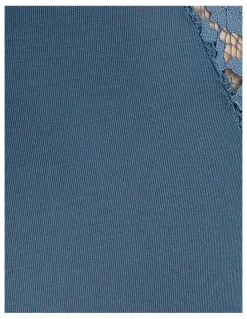 Passionata Nina V Neck Lingerie Bodysuit With Lace in Petrol Blue
